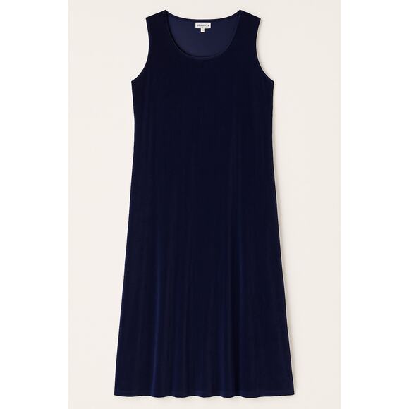 Dress Barn Navy Blue Velvet Maxi Dress Size 22 Sleeveless Evening - Picture 2 of 7